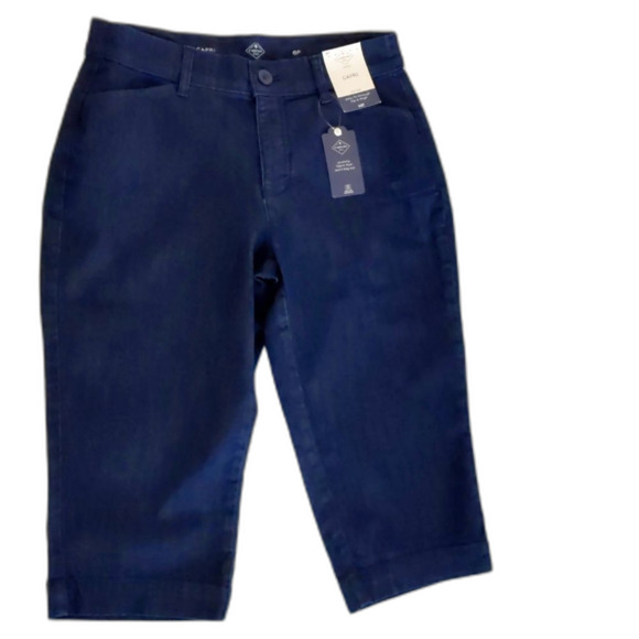 St. John's Bay Pants - NEW Women's St. John's Bay Blue Mid Rise Stretch Tummy Control Capri Pants 6P